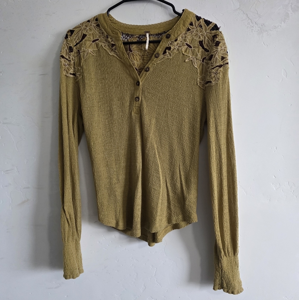 Free People Yellow Longsleevw Top